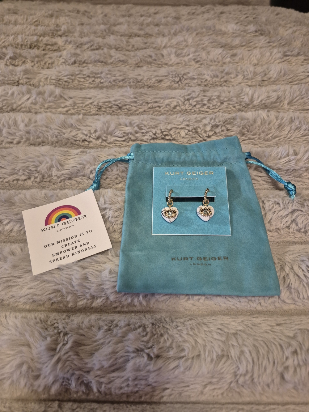 Kurt Geiger London Evil Eye Heart Drop Hoop Earrings
